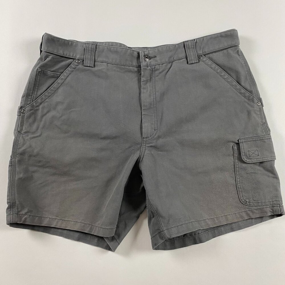 Duluth Trading Co Canvas Work Carpenter Shorts Mens Size 40 42 Denim Jean Gray
